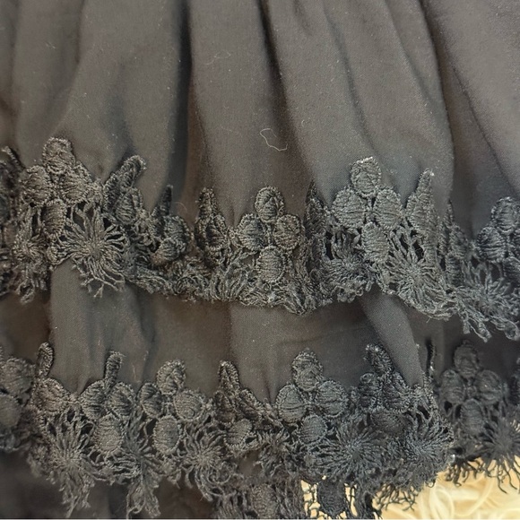 Peixoto Belle Mini Dress smocked ruffled square neck black rayon SZ S bodycon - Picture 7 of 9